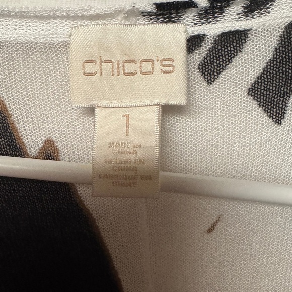 Chico's Palm Print Open Front Knit Dolman Kimono Cardigan Oversized 1 (M/8) Slit - Picture 2 of 6